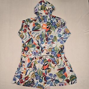 NWT RipSkirt Hawaii Happy Florist Sun Robe Hooded Cover Up Size M/L Beach